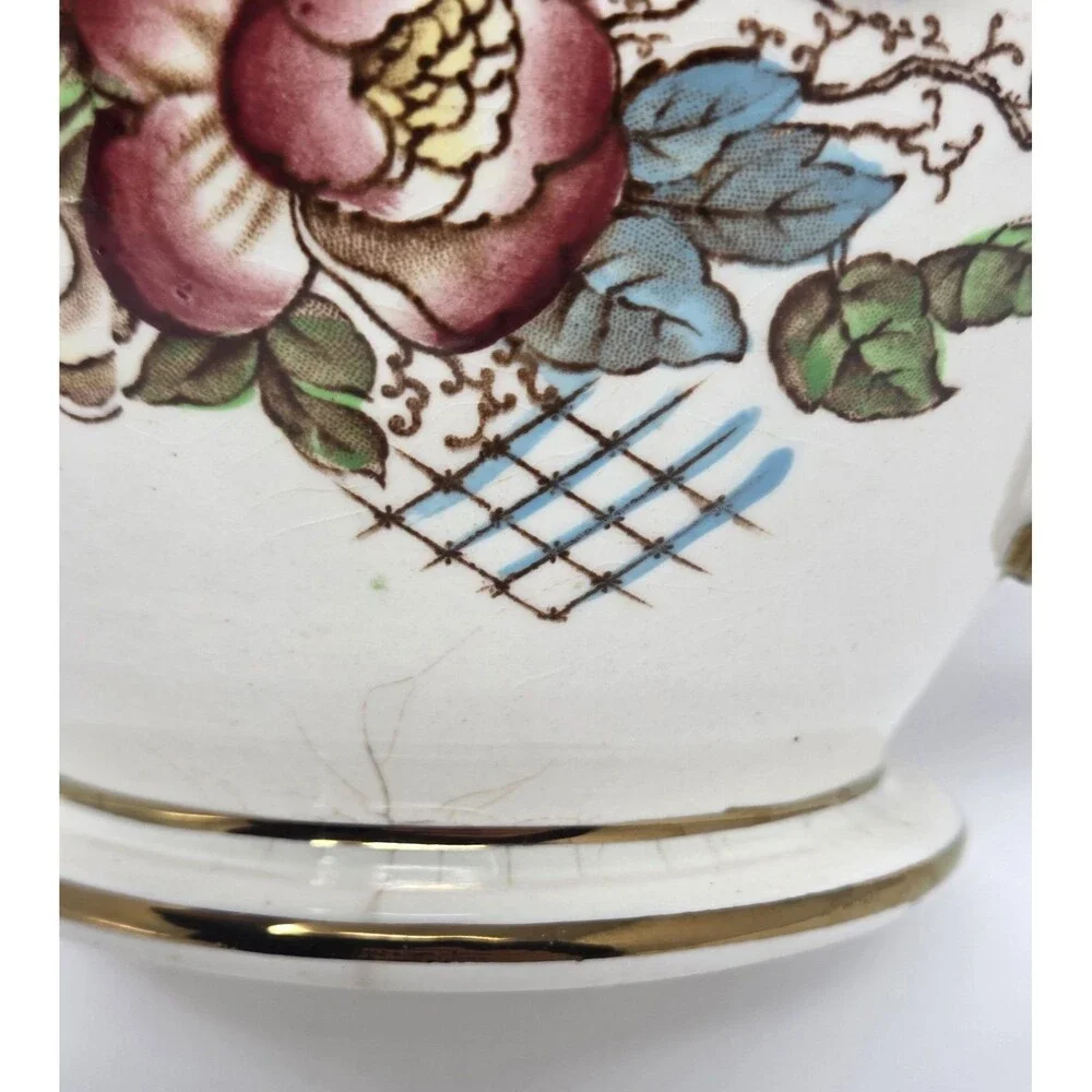 Vintage Sadler Teapot Floral Chintz Gold Gilt Made In England Model 1697‎ E